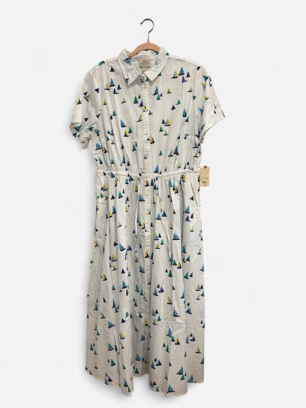 St. John's Bay | White Sailboat Print | Button Up Dress | Size XL | NWT